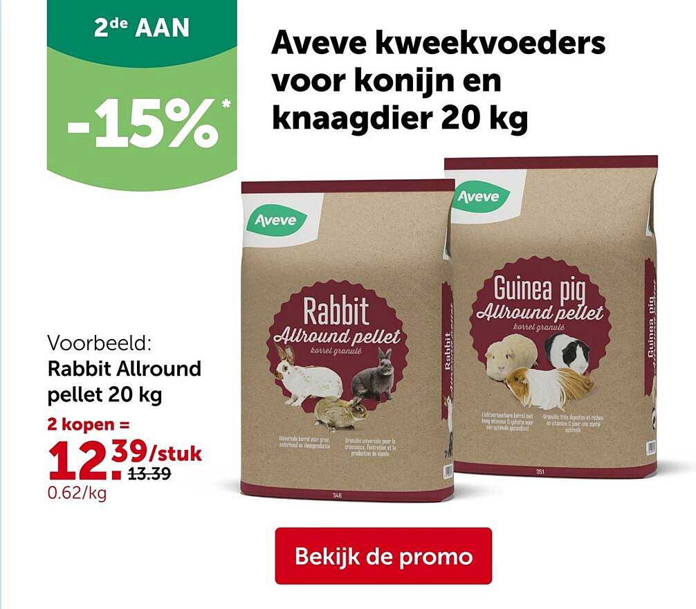 Aveve kweekvoeders voor konijn en knaagdier 20 kg 2de AAN -15%