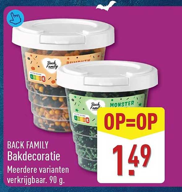BACK FAMILY Bakdecoratie Meerdere varianten verkrijgbaar. 90 g. OP=OP
