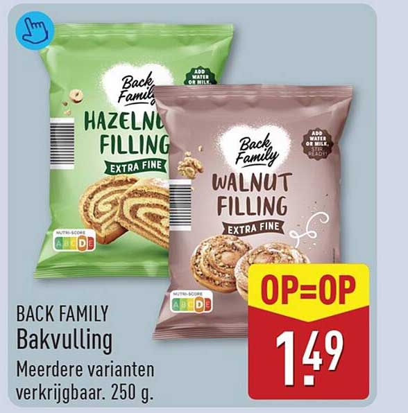 BACK FAMILY Bakvulling Meerdere varianten verkrijgbaar. 250 g. OP=OP