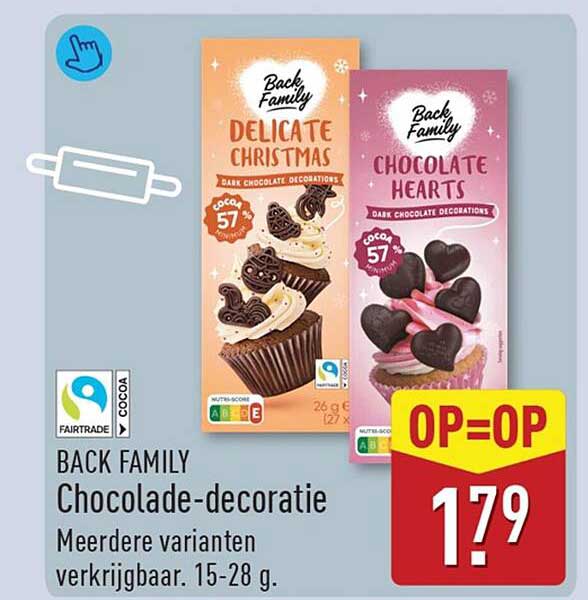 BACK FAMILY Chocolade-decoratie Meerdere varianten verkrijgbaar. 15-28 g.