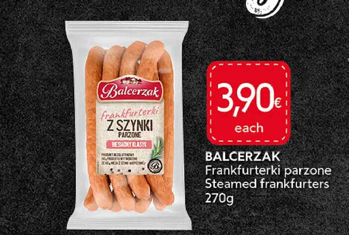 Balcerzak Frankfurterki parzone Steamed frankfurters 270g