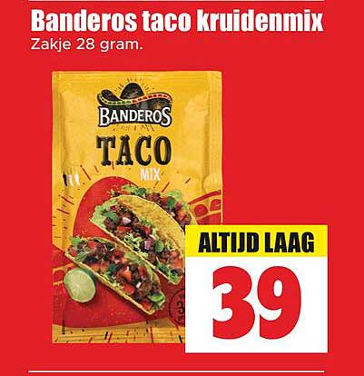 Banderos taco kruidenmix Zakje 28 gram. ALTJD LAAG
