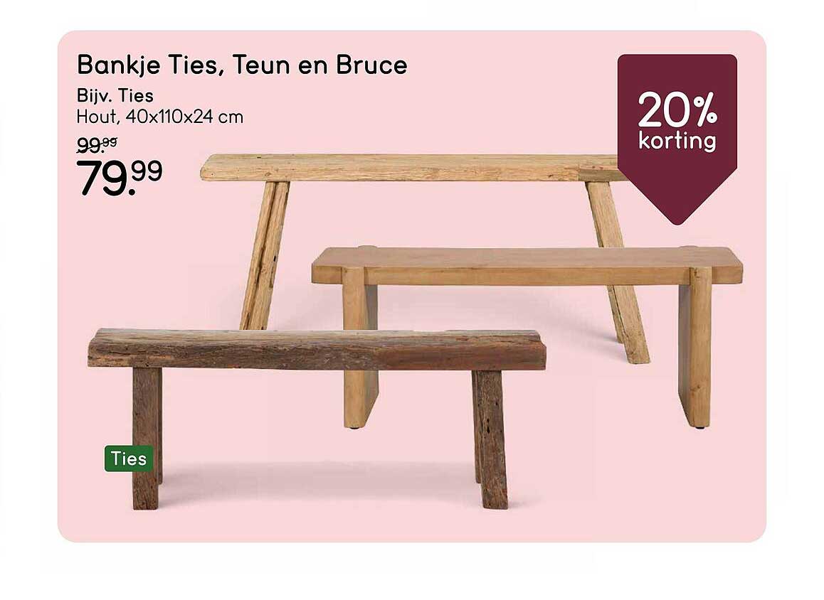 Bankje Ties, Teun en Bruce