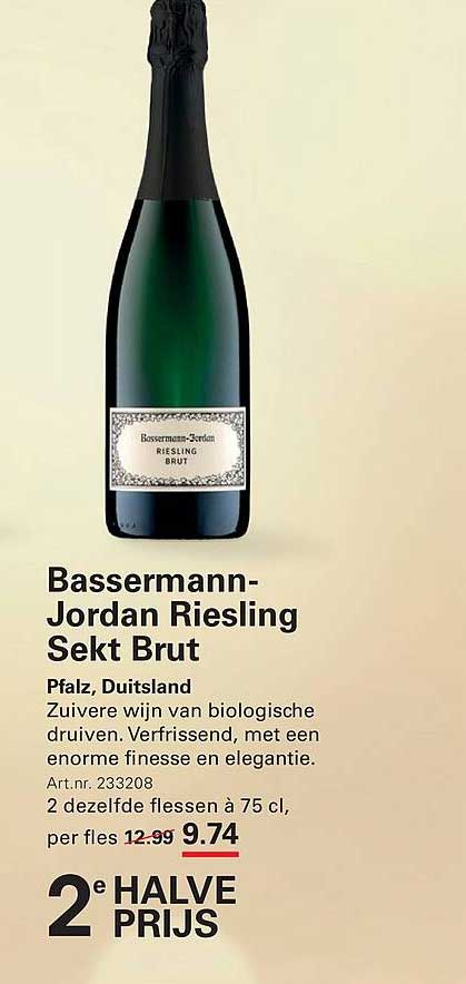 Bassermann-Jordan Riesling Sekt Brut 2e halve prijs