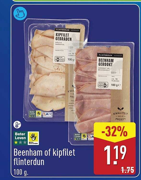 Beenham of kipfilet flinterdun