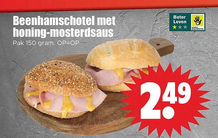 Beenhamschotel met honing-mosterdsaus