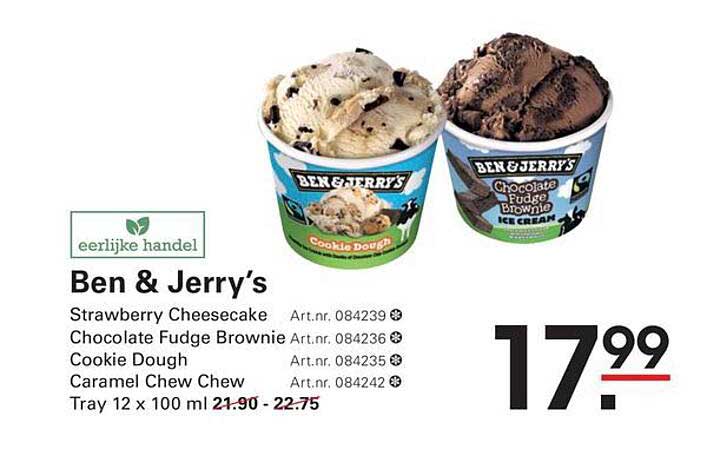 Ben & Jerry’s Strawberry Cheesecake Chocolate Fudge Brownie Cookie Dough Caramel Chew Chew Tray 12 x 100 ml