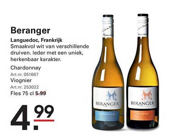 Beranger Languedoc, Frankrijk Chardonnay Viognier Fles 75 cl
