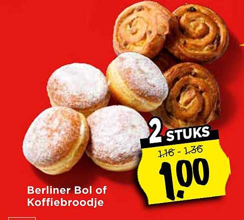 Berliner Bol of Koffiebroodje 2 STUKS