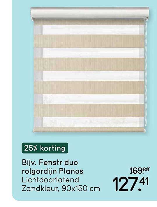 Bijv. Fenstr duo rolgordijn Planos Lichtdoorlatend Zandkleur, 90x150 cm 25% korting