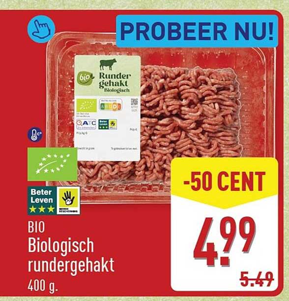 BIO Biologisch rundergehakt 400 g -50 CENT