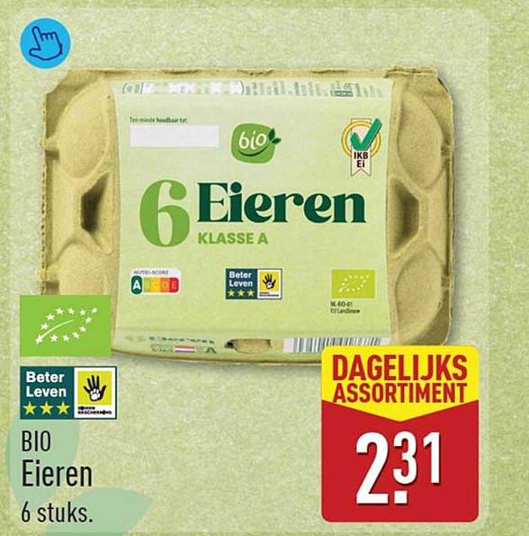 BIO Eieren 6 stuks. DAGELIJKS ASSORTIMENT
