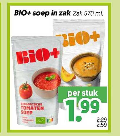 BIO+ soep in zak Zak 570 ml.