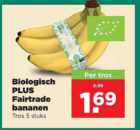 Biologisch PLUS Fairtrade bananen Trots 5 stuks