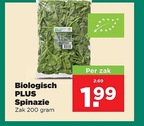 Biologisch PLUS Spinazie Zak 200 gram