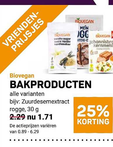Biovegan BAKPRODUCTEN alle varianten bijv: Zuurdesemextract rogge, 30 g 25% KORTING