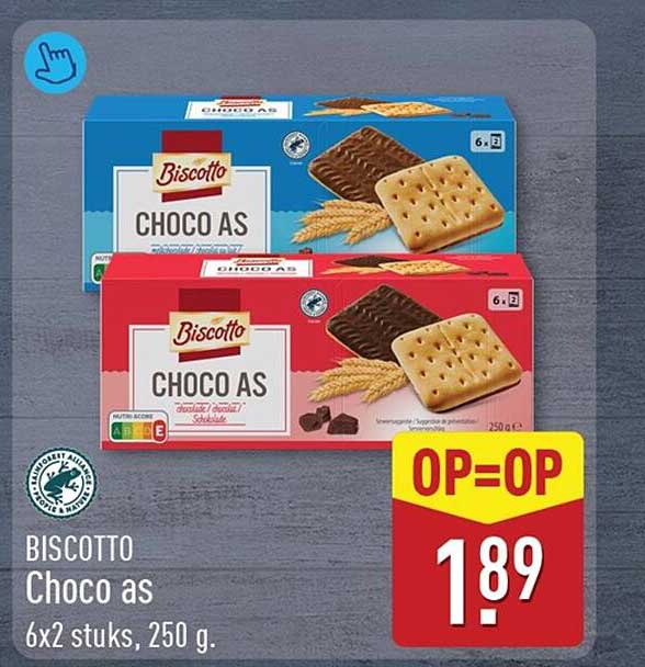 BISCOTTO Choco as 6x2 stuks, 250 g.