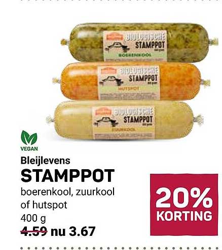 Bleijlevens STAMPPOT boerenkool, zuurkool of hutspot 400 g 20% KORTING