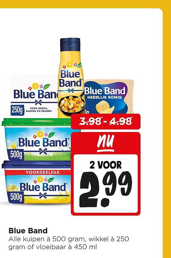 Blue Band Alle kuipen à 500 gram, wikkel à 250 gram of vloeibaar à 450 ml