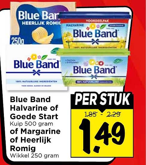 Blue Band Halvarine of Goede Start Kuip 500 gram of Margarine of Heerlijk Romig Wikkel 250 gram PER STUK