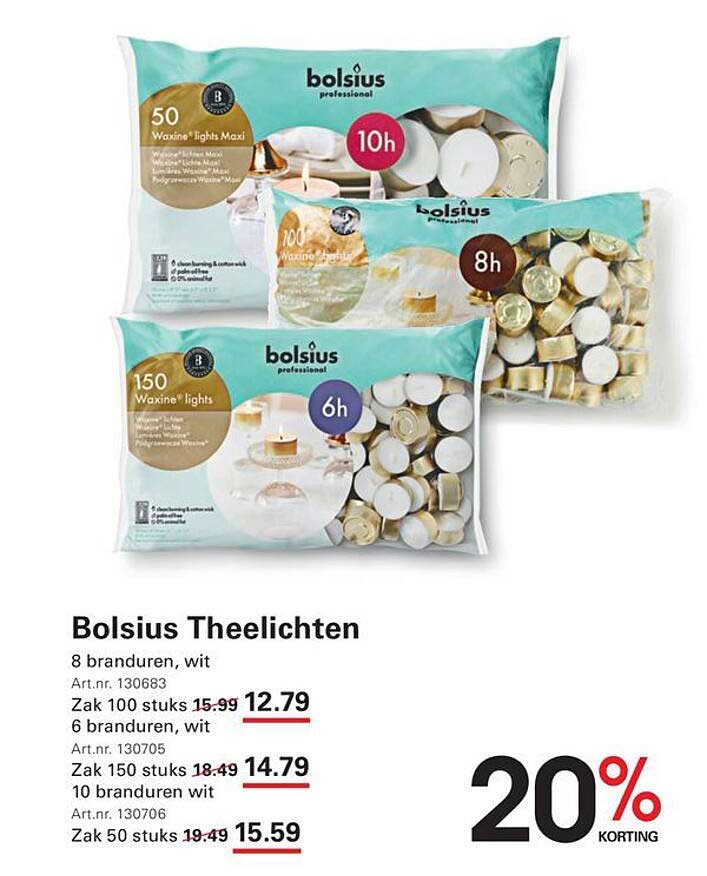 Bolsius Theelichten 20% korting