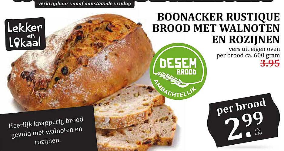 BOONACKER RUSTIQUE BROOD MET WALNOTEN EN ROZIJNEN