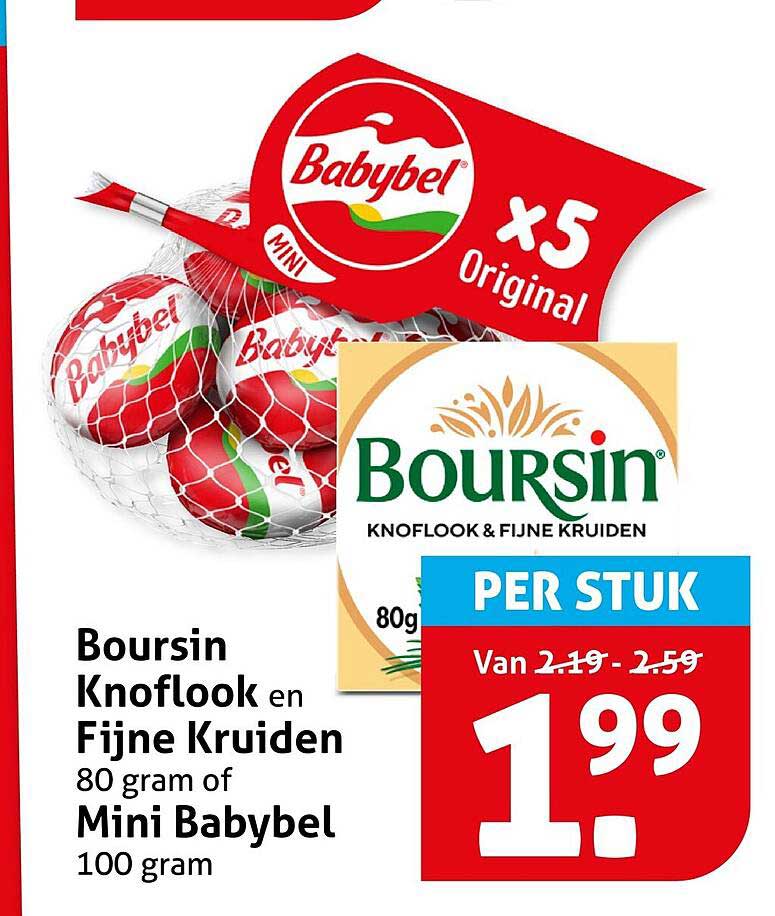 Boursin Knoflook en Fijne Kruiden 80 gram of Mini Babybel 100 gram