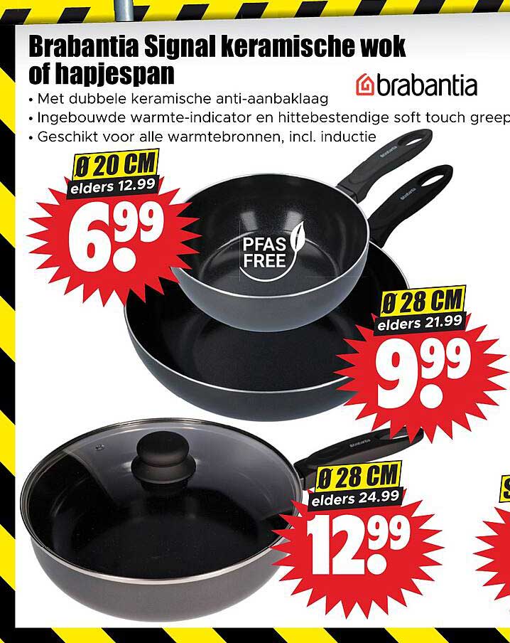 Brabantia Signal keramische wok of hapjespan