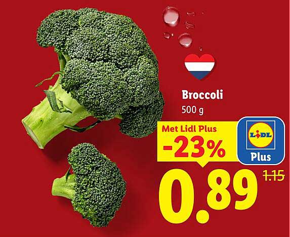 Broccoli 500 g Met Lidl Plus -23%