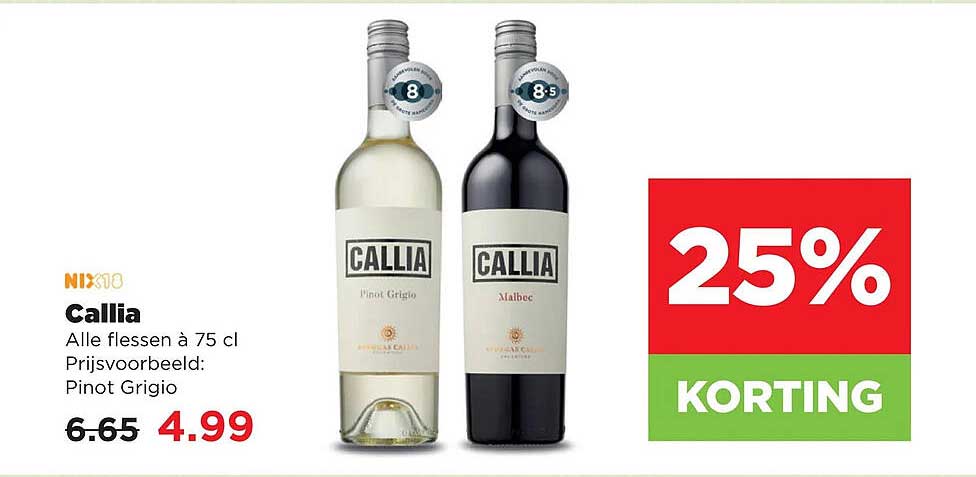 Callia Alle flessen à 75 cl Prijsvoorbeeld: Pinot Grigio