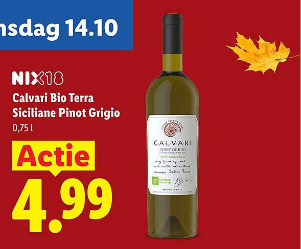 Calvari Bio Terra Siciliane Pinot Grigio 0,75 l Actie
