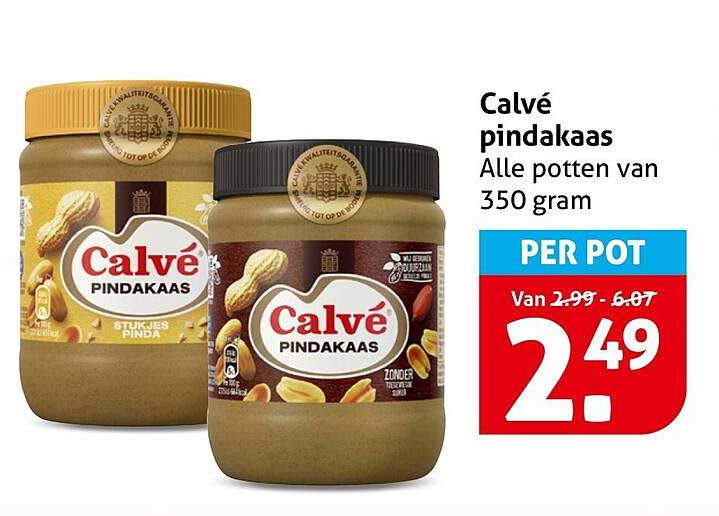 Calvé pindakaas Alle potten van 350 gram PER POT
