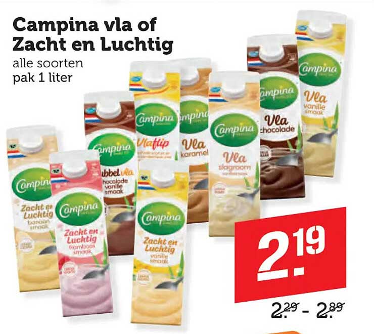 Campina vla of Zacht en Luchtig alle soorten pak 1 liter