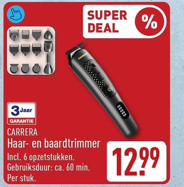CARRERA Haar- en baardtrimmer Incl. 6 opzetstukken. Gebruiksduur: ca. 60 min. Per stuk.