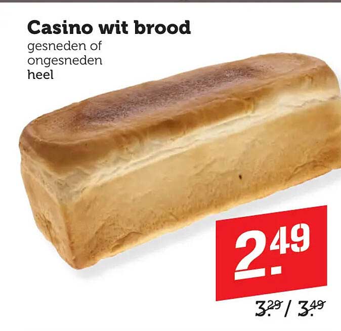 Casino wit brood gesneden of ongesneden heel