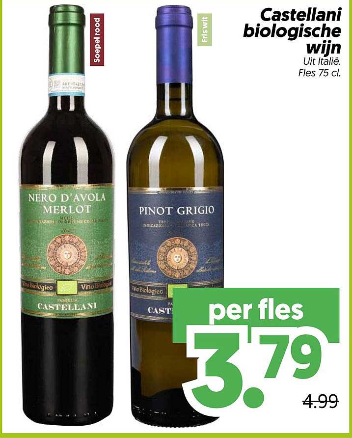 Castellani biologische wijn Uit Italië. Fles 75 cl.