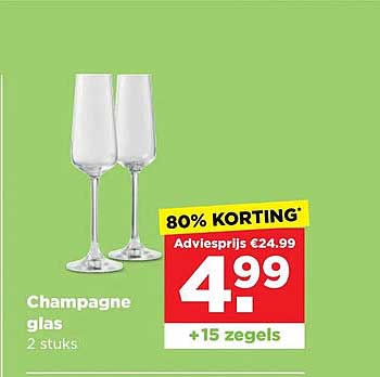Champagne glas 2 stuks 80% KORTING