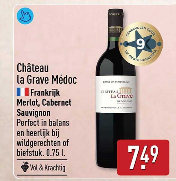 Château la Grave Médoc Frankrijk Merlot, Cabernet Sauvignon Vol & Krachtig