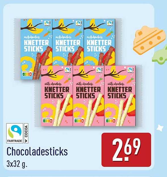 Chocoladesticks 3x32 g.