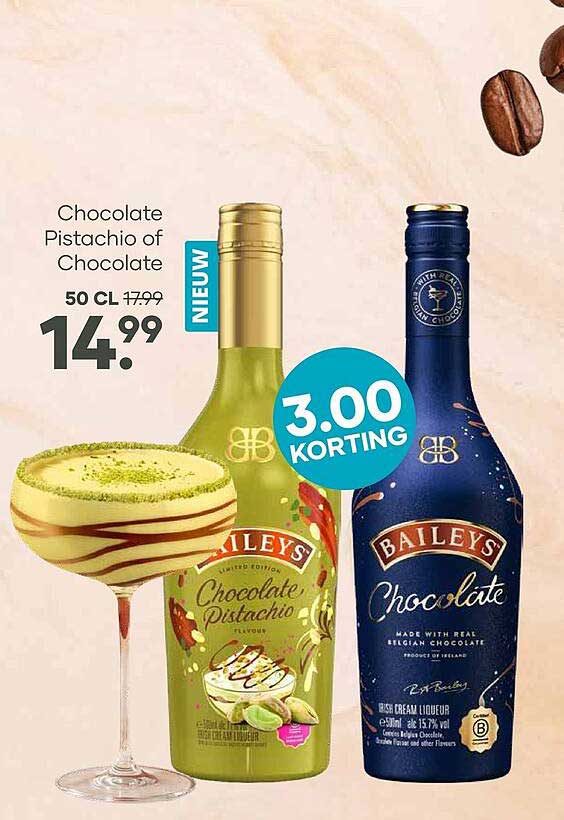Chocolate Pistachio of Chocolate 50 CL 3.00 KORTING