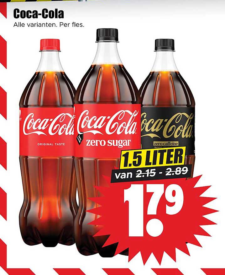 Coca-Cola Alle varianten. Per fles. 1.5 liter