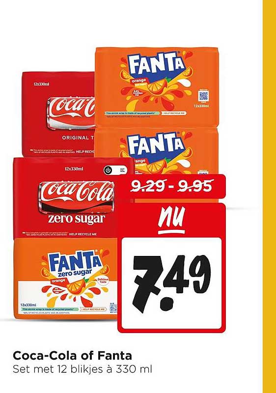 Coca-Cola of Fanta Set met 12 blikjes à 330 ml