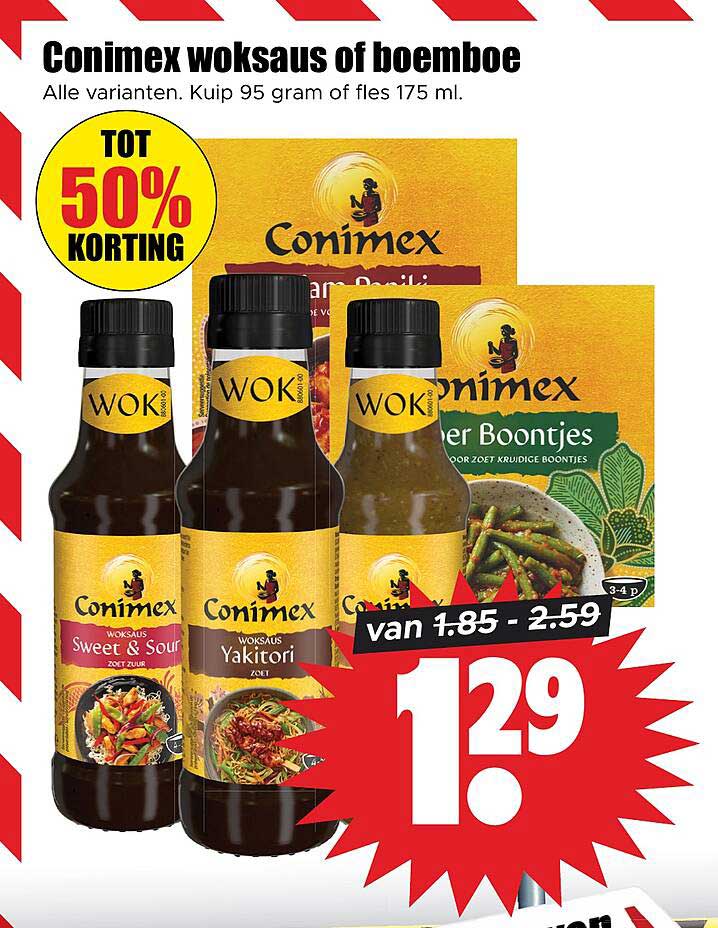 Conimex woksaus of boemboe Tot 50% korting
