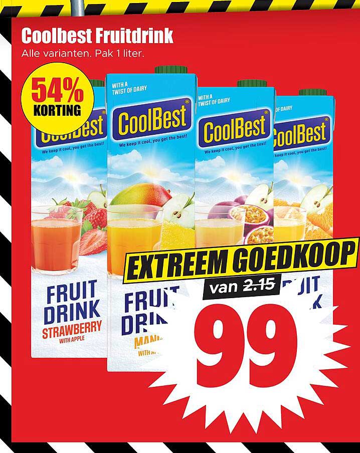 Coolbest Fruitdrink Alle varianten. Pak 1 liter. EXTREEM GOEDKOOP