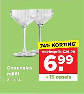 Coupeglas reliëf 2 stuks