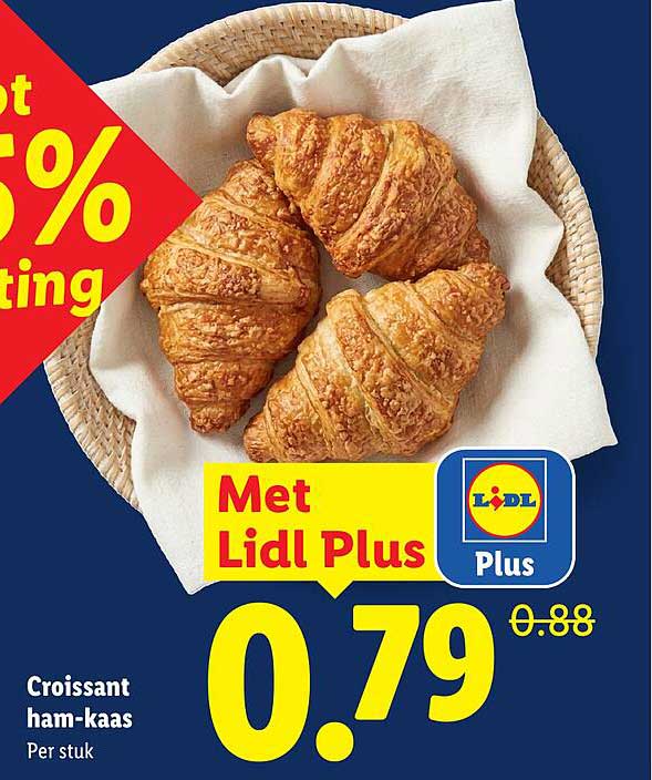 Croissant ham-kaas Per stuk Met Lidl Plus