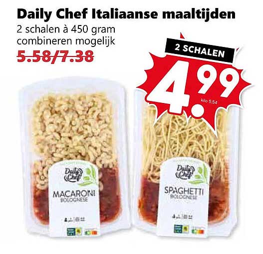 Daily Chef Italiaanse maaltijden 2 schalen à 450 gram combineren mogelijk 2 SCHALEN
