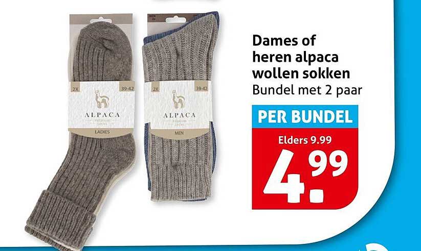 Dames of heren alpaca wollen sokken Bundel met 2 paar PER BUNDEL