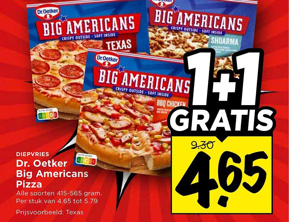 Diepvries Dr. Oetker Big Americans Pizza 1+1 GRATIS