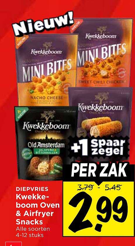 Diepvries Kwekkeboom Oven & Airfryer Snacks +1 spaar zegel PER ZAK